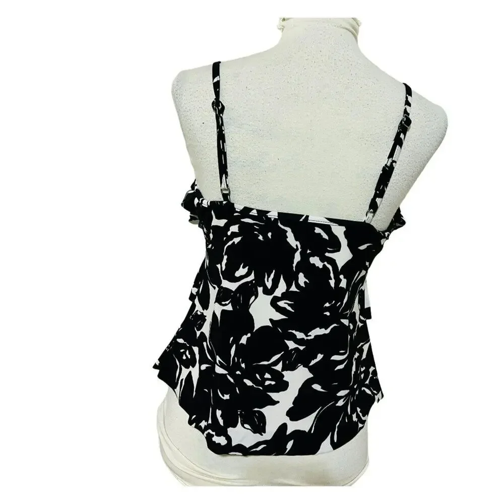 Magicsuit Magnolia Blossom Black White Rita Tankini Top Size 8